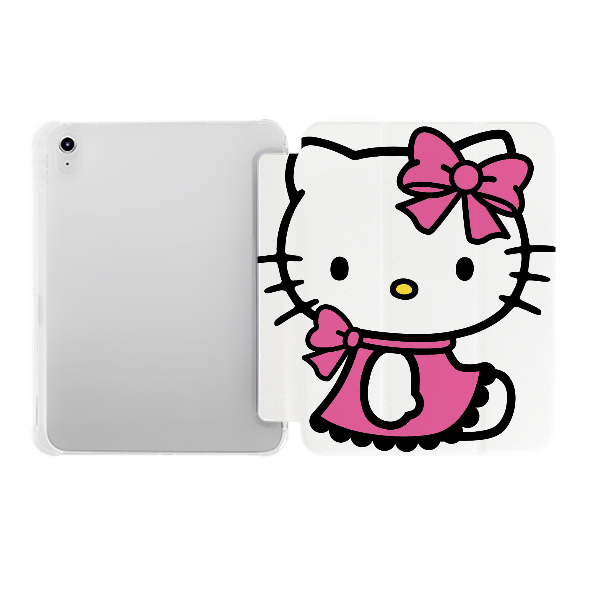 （画像用） Hello Kitty ハローキティ IPad ケース ペン収納付き 三つ折りスタンド PUレザー×シリコン 対応機種9.5/10.5/10.9インチ